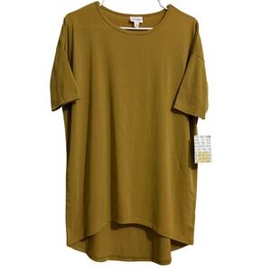 LuLaRoe Irma Tunic Top Womens‎ XXS Mustard Yellow Short Sleeve High Low NWT